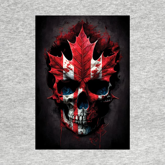 Canadian Flag Skull | Canada Maple Leaf Skull | Canada Day Art | Patriotic Paintings | Freedom | Proud Canadian by GloomCraft